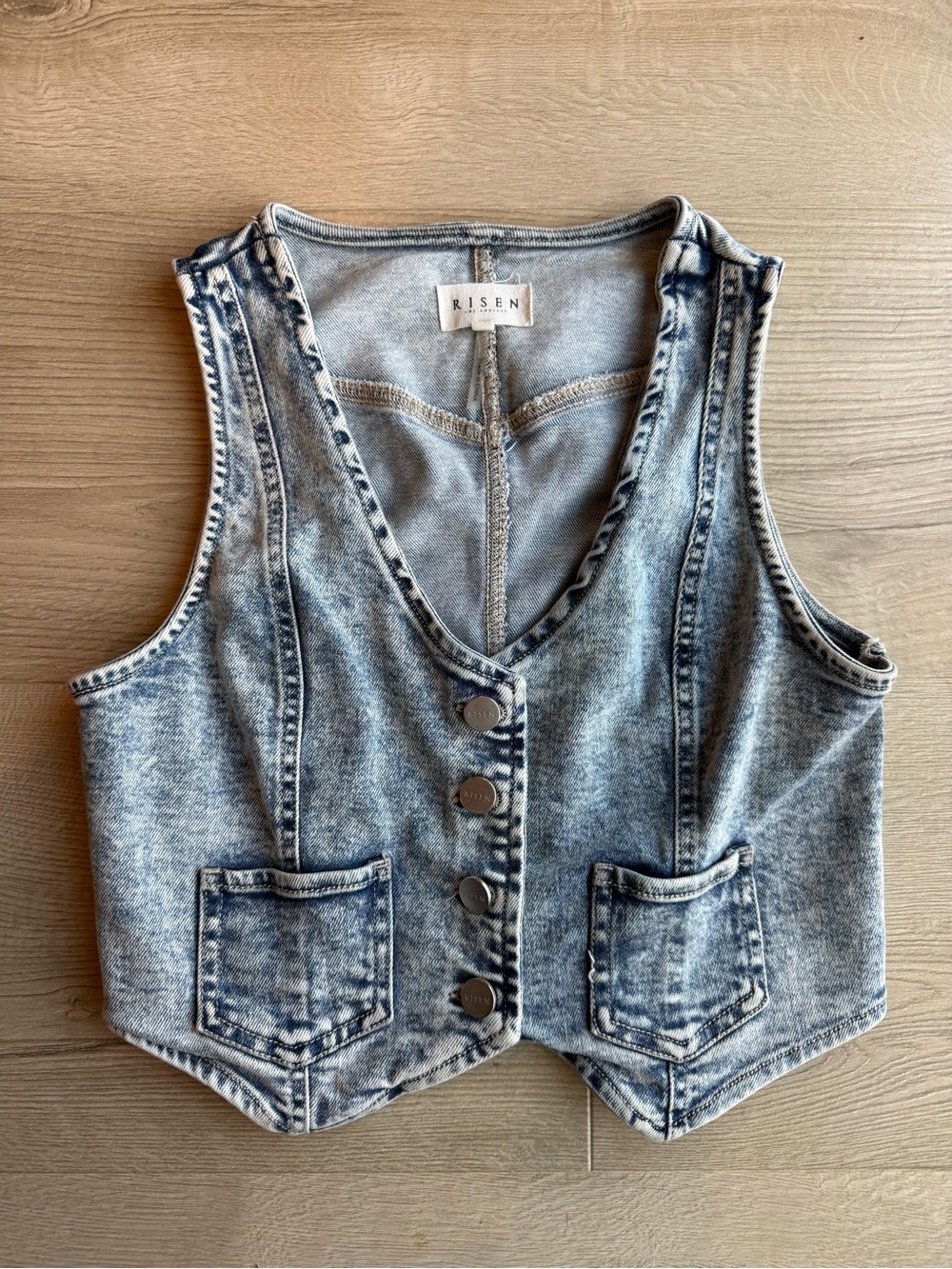 Risen Acid Wash Denim Vest